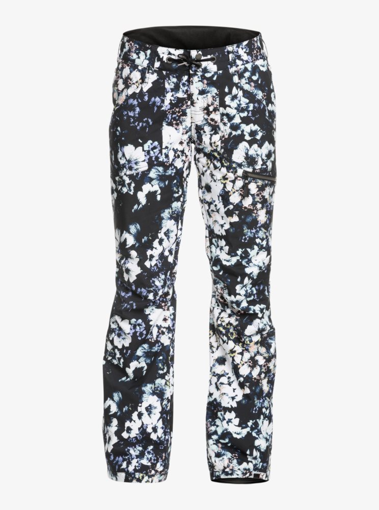 Black Women's Roxy Nadia Printed Insulated Snow Pants | USA RBJS-60718