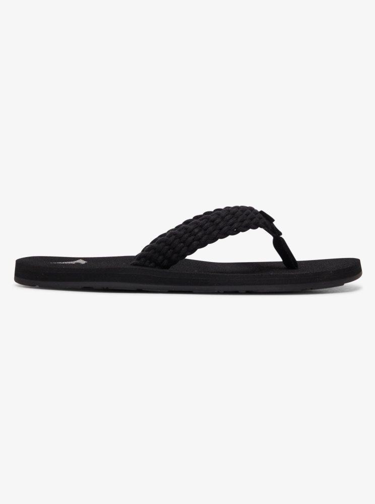 Black Women's Roxy Porto Flip Flops | USA YUIE-03487