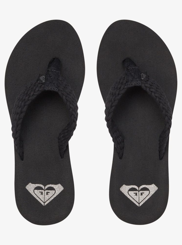 Black Women's Roxy Porto Flip Flops | USA YUIE-03487