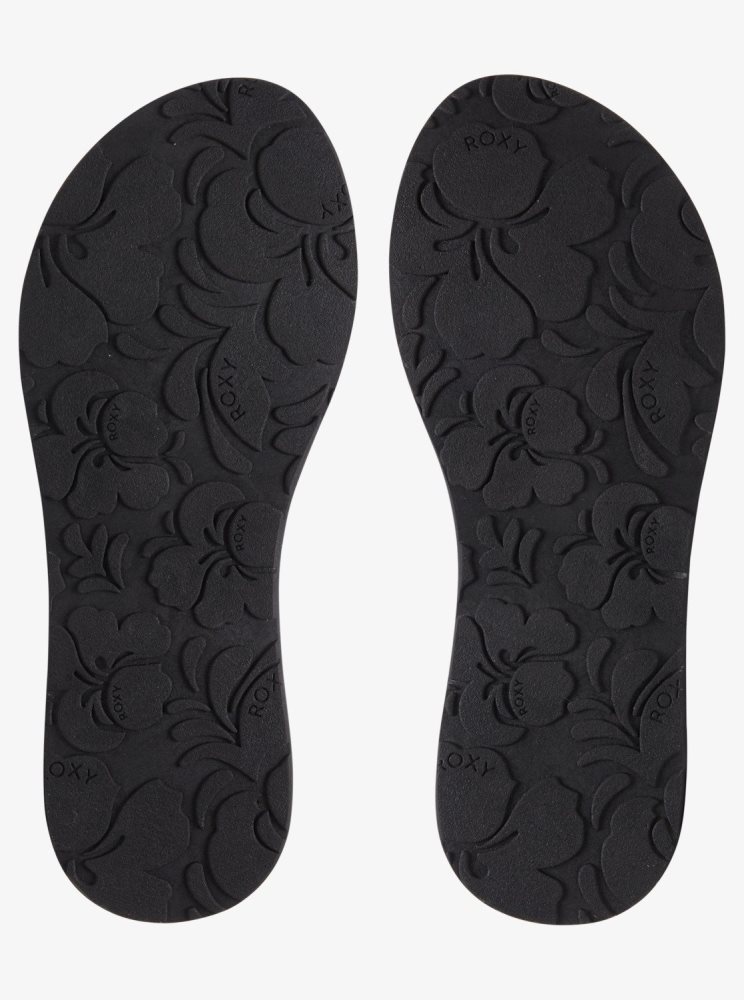 Black Women's Roxy Porto Flip Flops | USA YUIE-03487