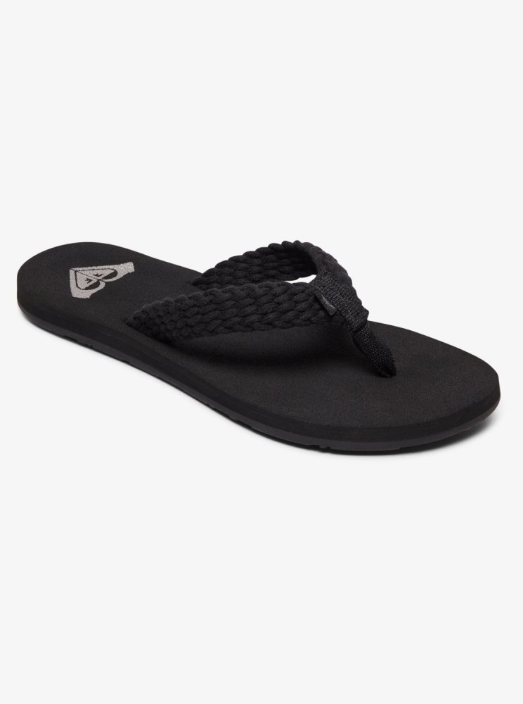 Black Women\'s Roxy Porto Flip Flops | USA YUIE-03487