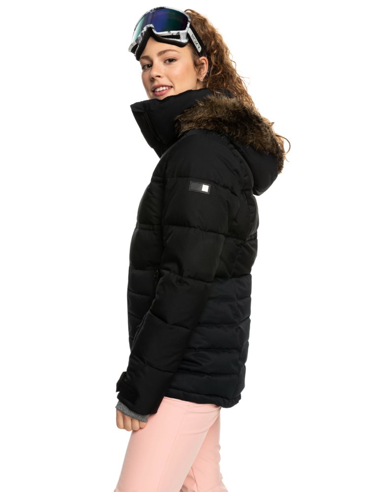 Black Women's Roxy Quinn Insulated Ski Jackets | USA IUTN-12059
