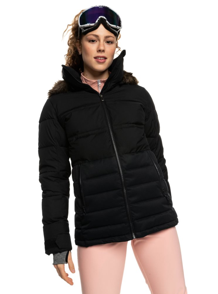 Black Women\'s Roxy Quinn Insulated Ski Jackets | USA IUTN-12059