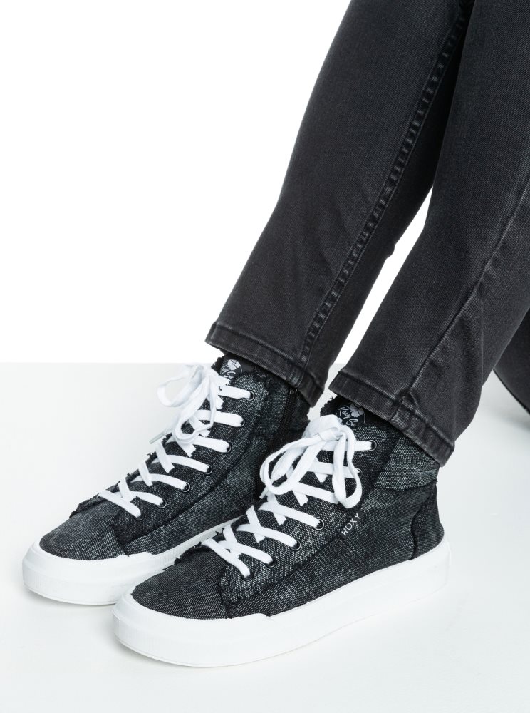 Black Women's Roxy Rae Mid-Top Sneakers | USA PVMZ-28379