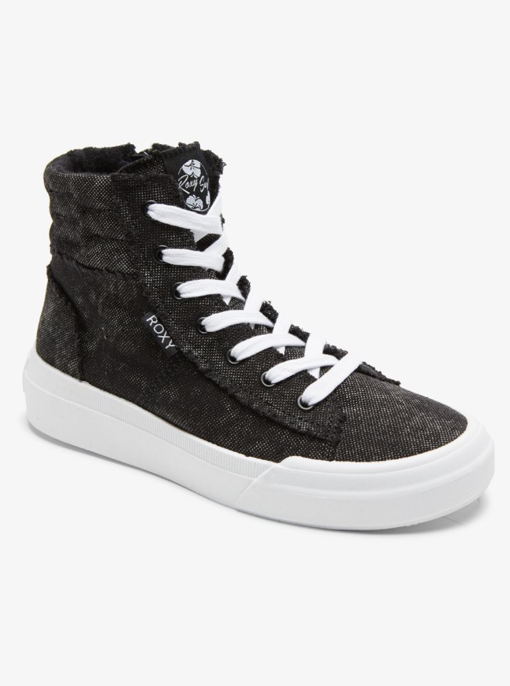 Black Women's Roxy Rae Mid-Top Sneakers | USA PVMZ-28379