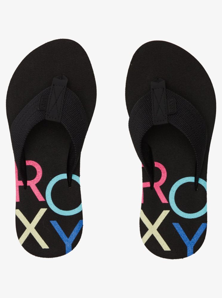 Black Women's Roxy Send It Sandals | USA XZUI-28014