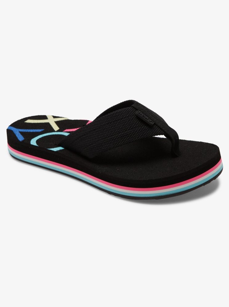 Black Women\'s Roxy Send It Sandals | USA XZUI-28014