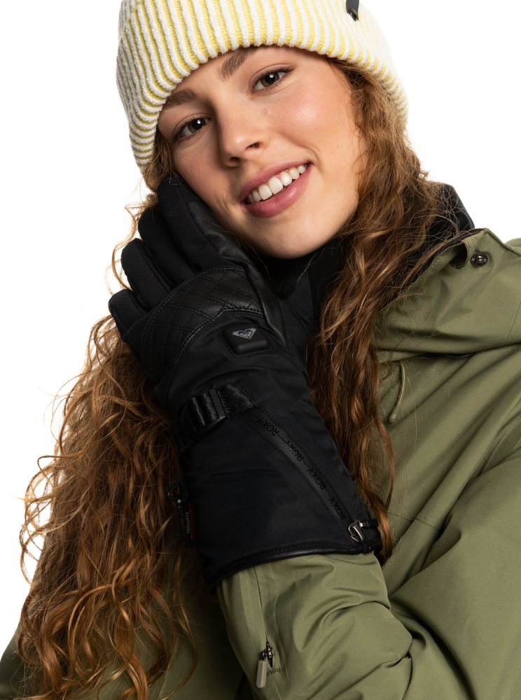 Black Women's Roxy Sierra WarmLink® Snow Gloves | USA CMJA-36527