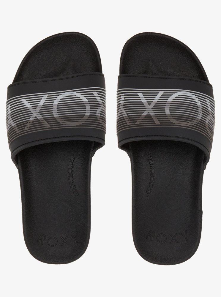 Black Women's Roxy Slippy Water-Friendly Sandals | USA KFGO-56172