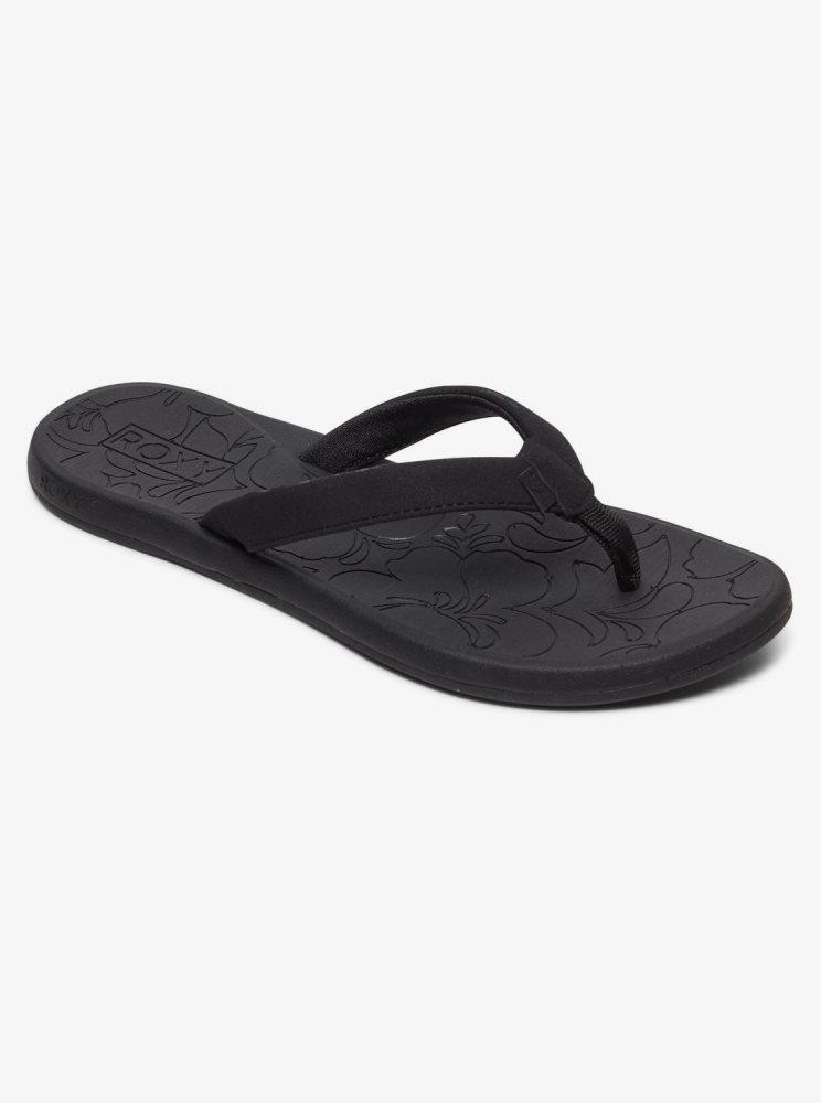 Black Women's Roxy Vickie Flip Flops | USA SGEJ-43985