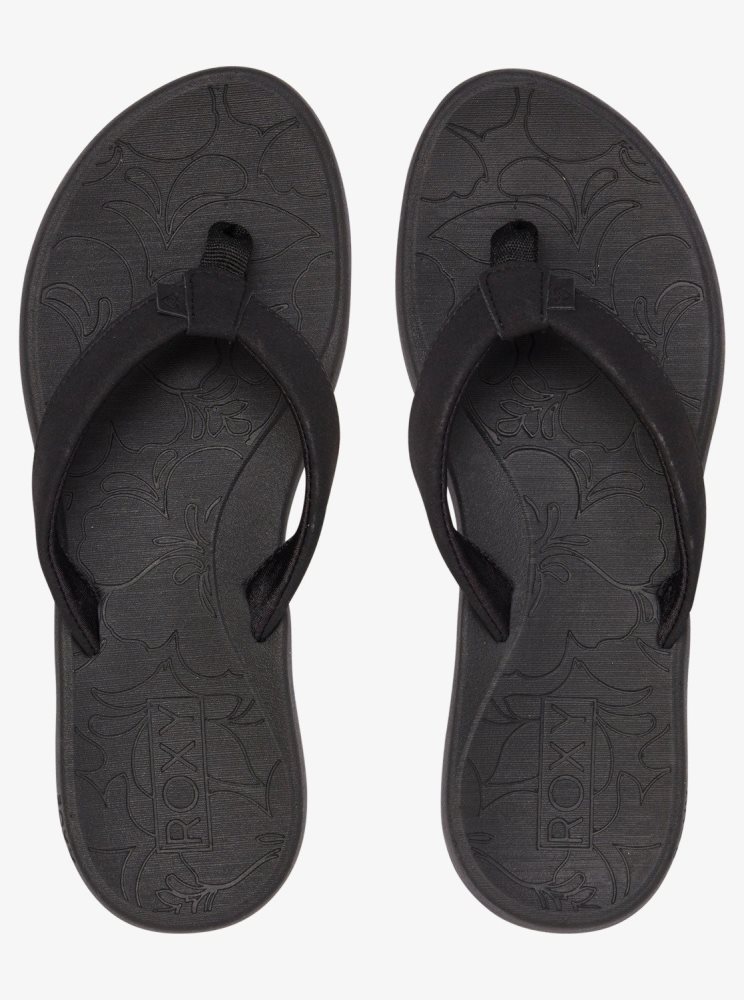 Black Women's Roxy Vickie Flip Flops | USA SGEJ-43985