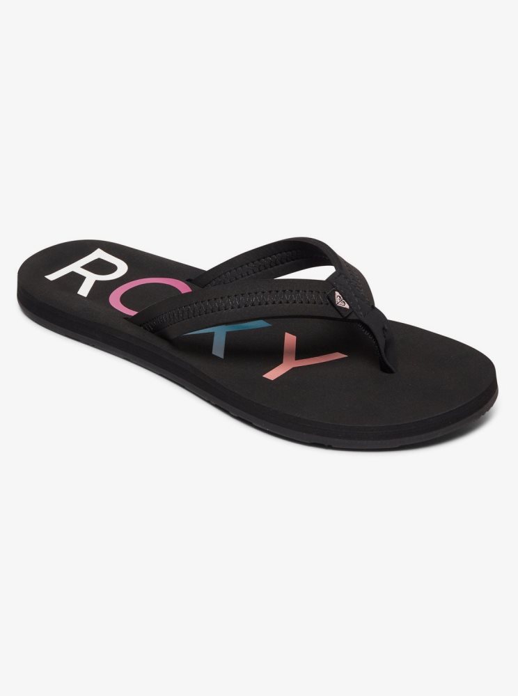 Black Women's Roxy Vista Flip Flops | USA QNEH-29814