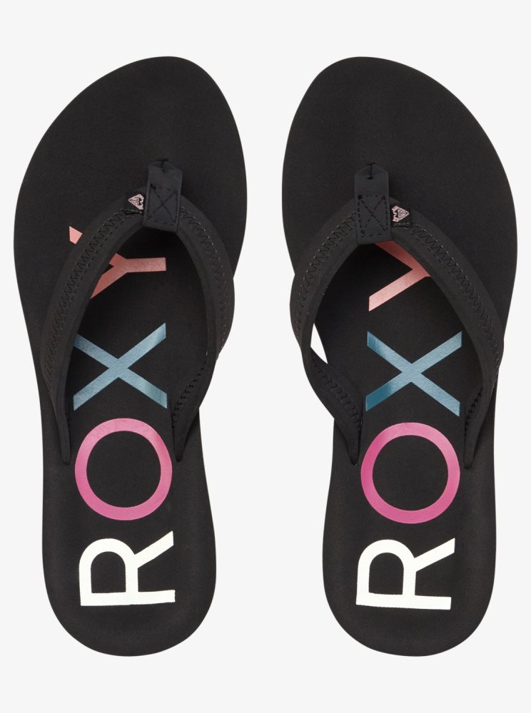 Black Women's Roxy Vista Flip Flops | USA QNEH-29814