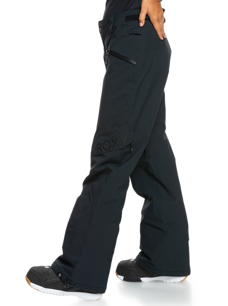 Black Women's Roxy Wood Rose Insulated Snow Pants | USA IJSQ-39816