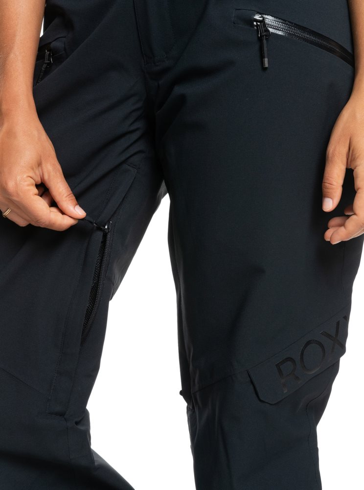 Black Women's Roxy Wood Rose Insulated Snow Pants | USA IJSQ-39816