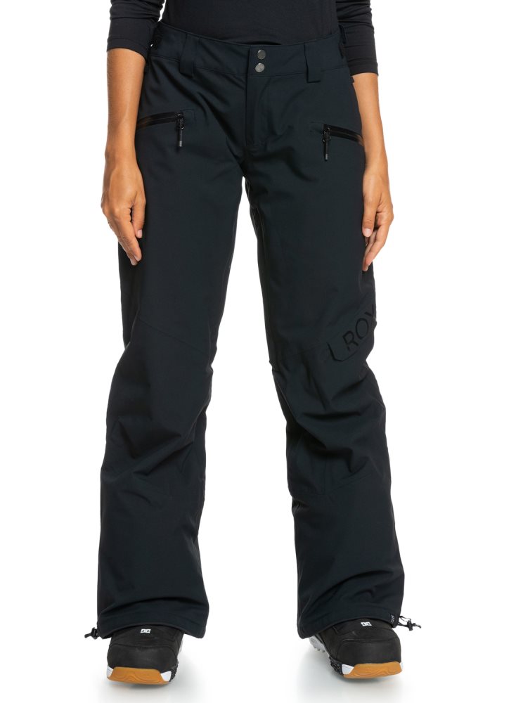 Black Women\'s Roxy Wood Rose Insulated Snow Pants | USA IJSQ-39816