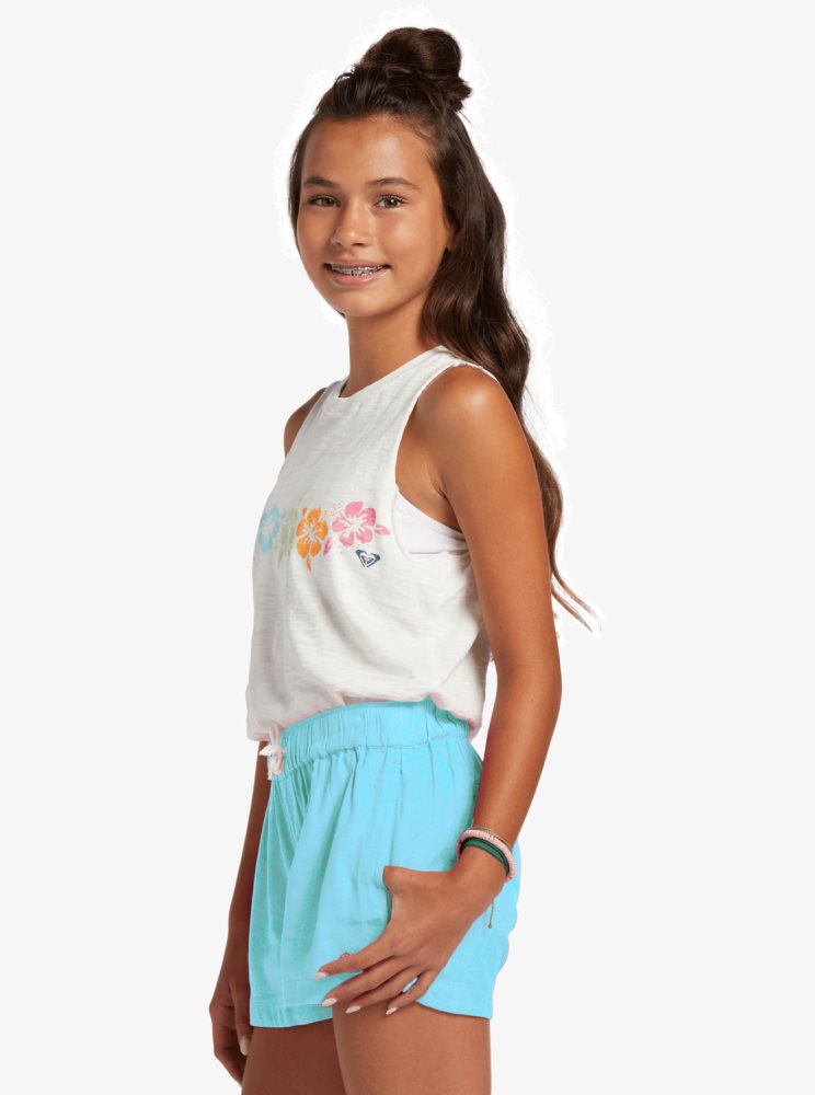 Blue Kids' Roxy 4-16 Una Mattina Elastic Waist Shorts | USA FGOA-53604