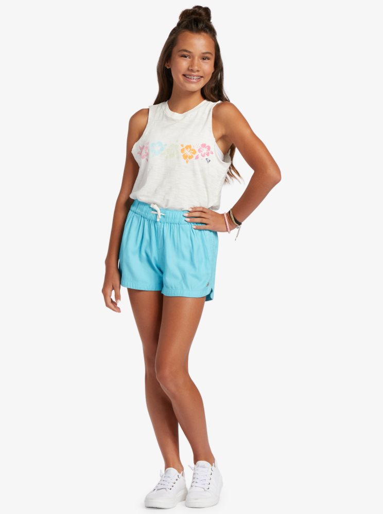 Blue Kids' Roxy 4-16 Una Mattina Elastic Waist Shorts | USA FGOA-53604