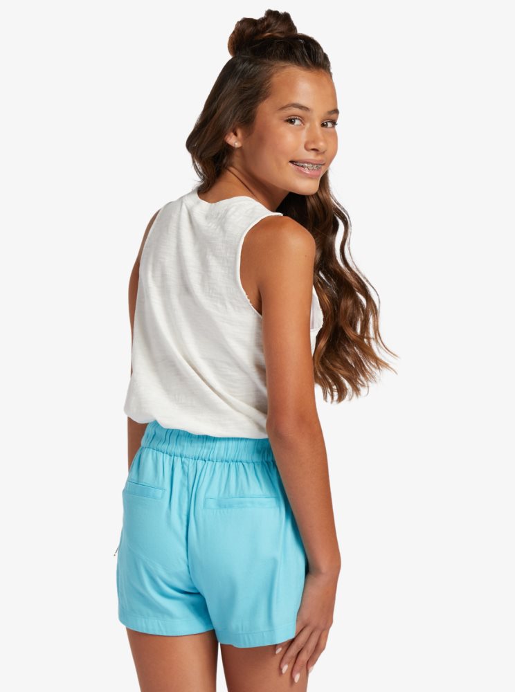 Blue Kids' Roxy 4-16 Una Mattina Elastic Waist Shorts | USA FGOA-53604