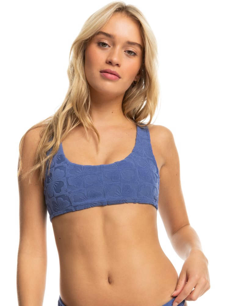 Blue / Navy Women's Roxy Sun Click Bralette Bikini Tops | USA MVSE-19547