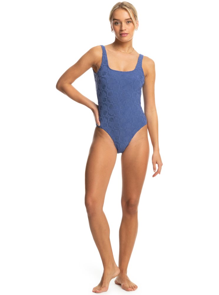 Blue / Navy Women's Roxy Sun Click One Piece Swimsuits | USA LJGZ-23915