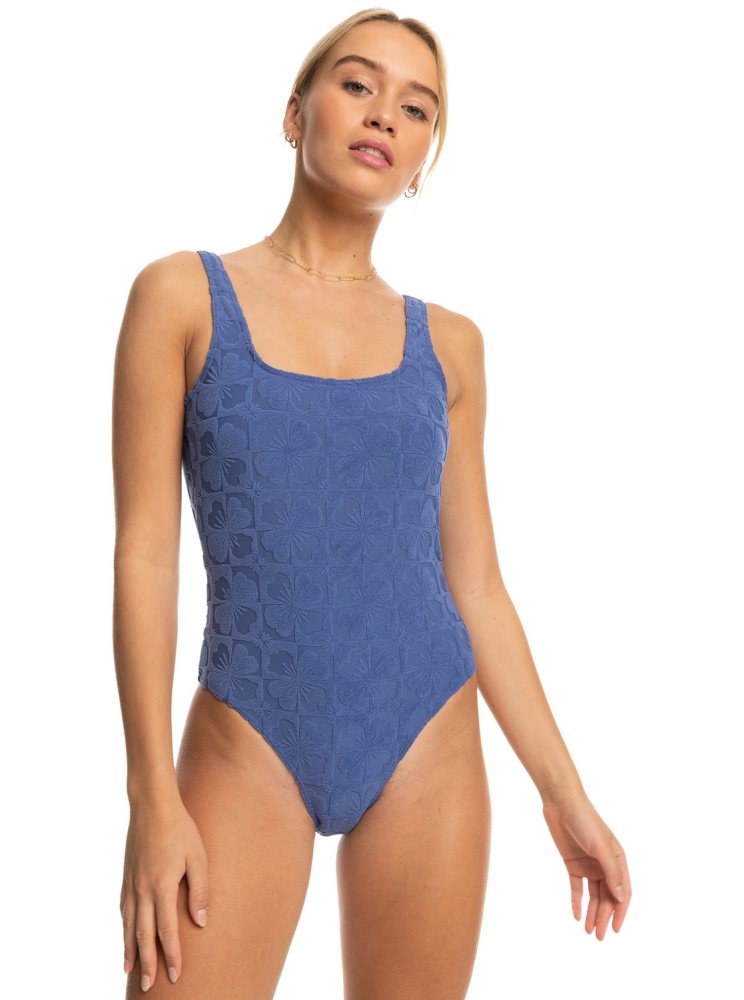 Blue / Navy Women\'s Roxy Sun Click One Piece Swimsuits | USA LJGZ-23915