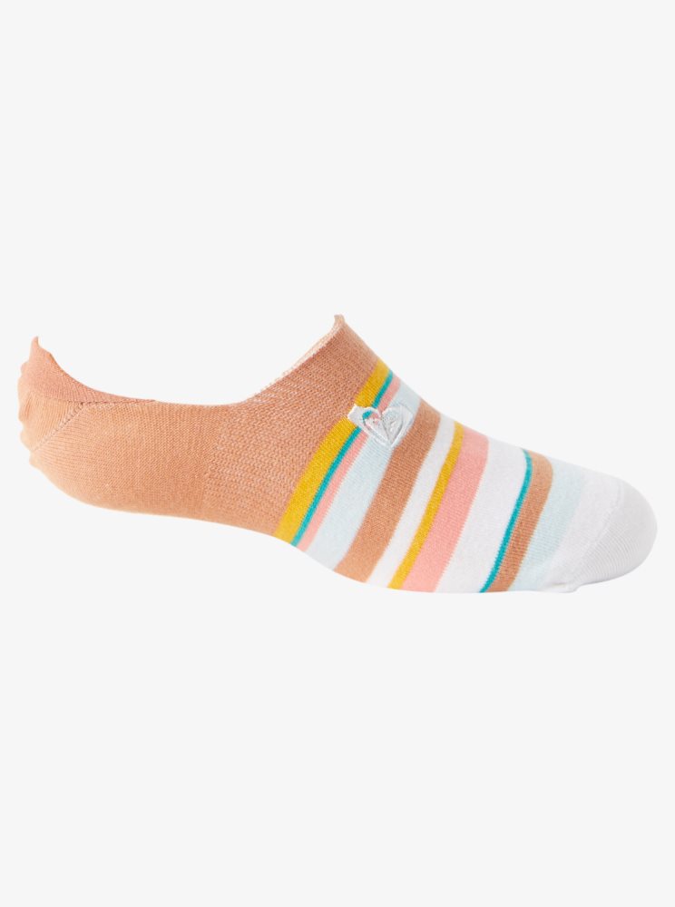 Blue / Orange Women's Roxy 3-Pack No-Show Socks | USA RIXA-92084