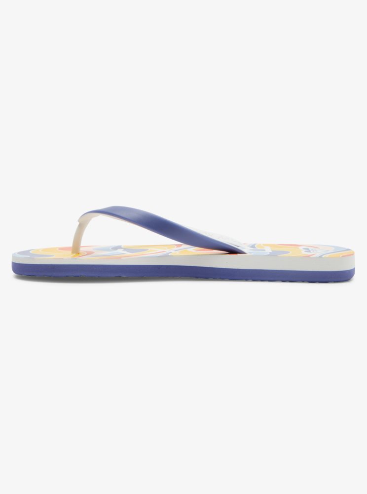 Blue / Orange Women's Roxy Tahiti Flip Flops | USA XBWU-97025