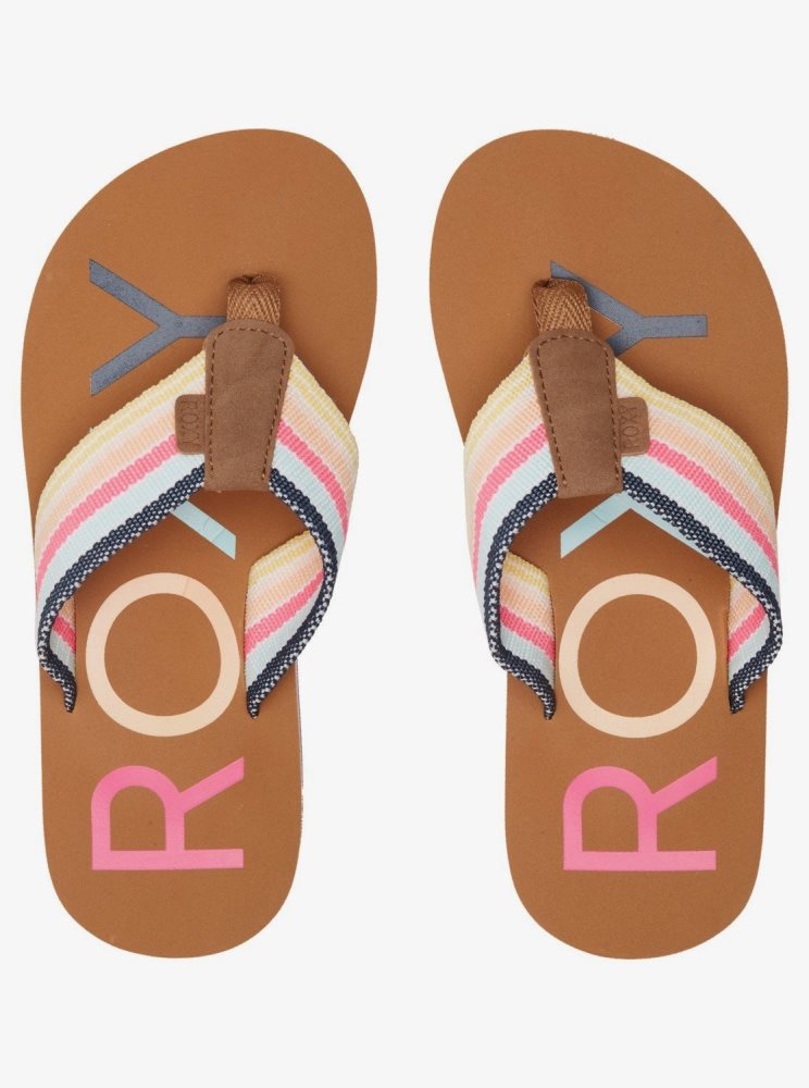 Blue / Pink Kids' Roxy 4-16 Chika Hi Sandals | USA DUMG-91356