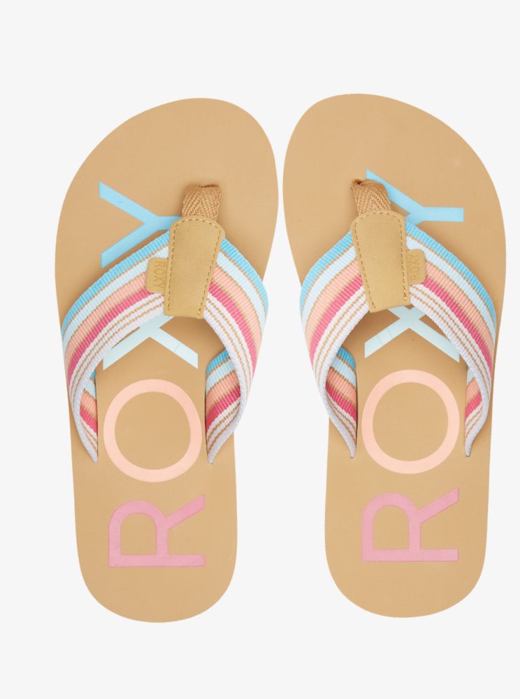 Blue / Pink Kids' Roxy 4-16 Chika Hi Sandals | USA UEHX-21708