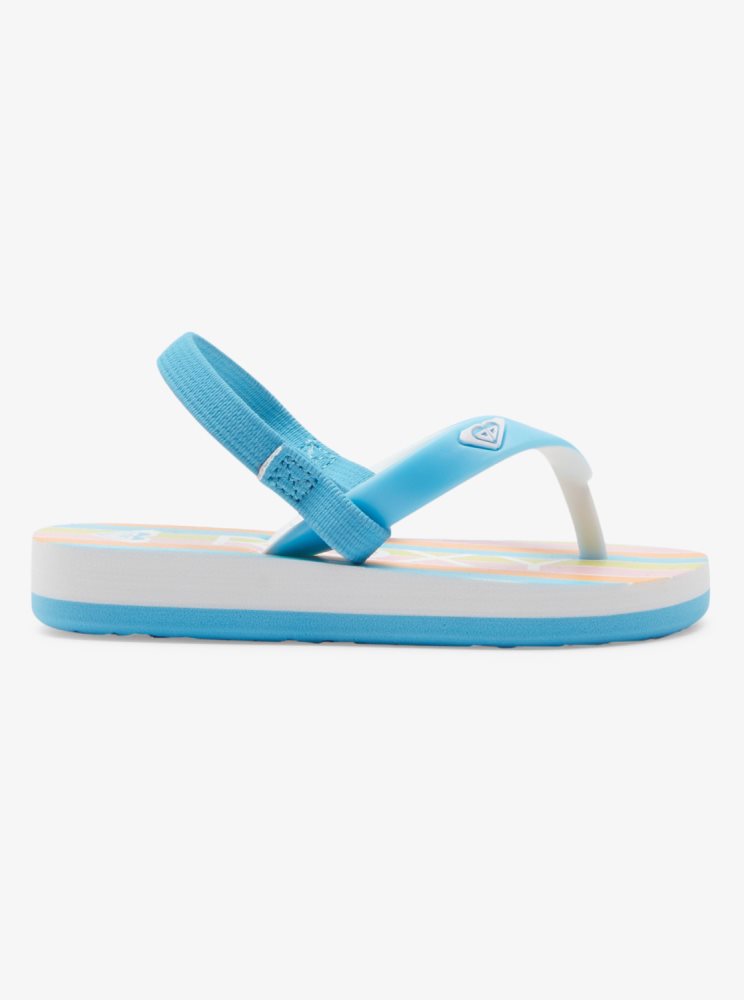 Blue Stripes Kids' Roxy Tahiti Flip Flops | USA VOMQ-84397