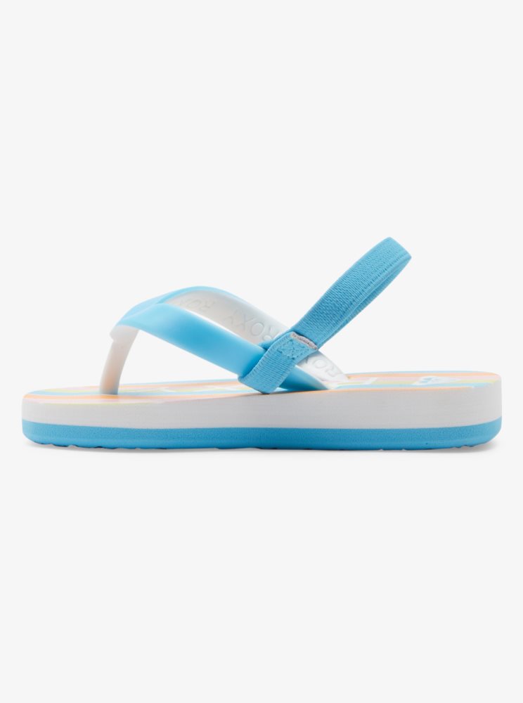 Blue Stripes Kids' Roxy Tahiti Flip Flops | USA VOMQ-84397