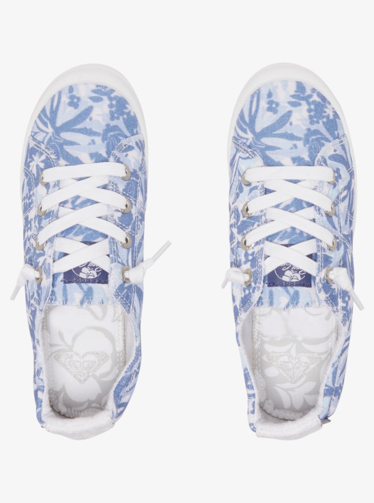 Blue / White Women's Roxy Bayshore Sneakers | USA XHTR-18957