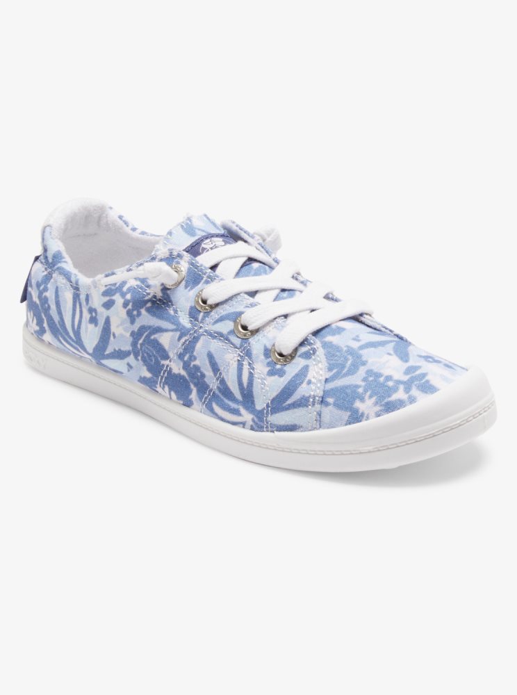 Blue / White Women\'s Roxy Bayshore Sneakers | USA XHTR-18957