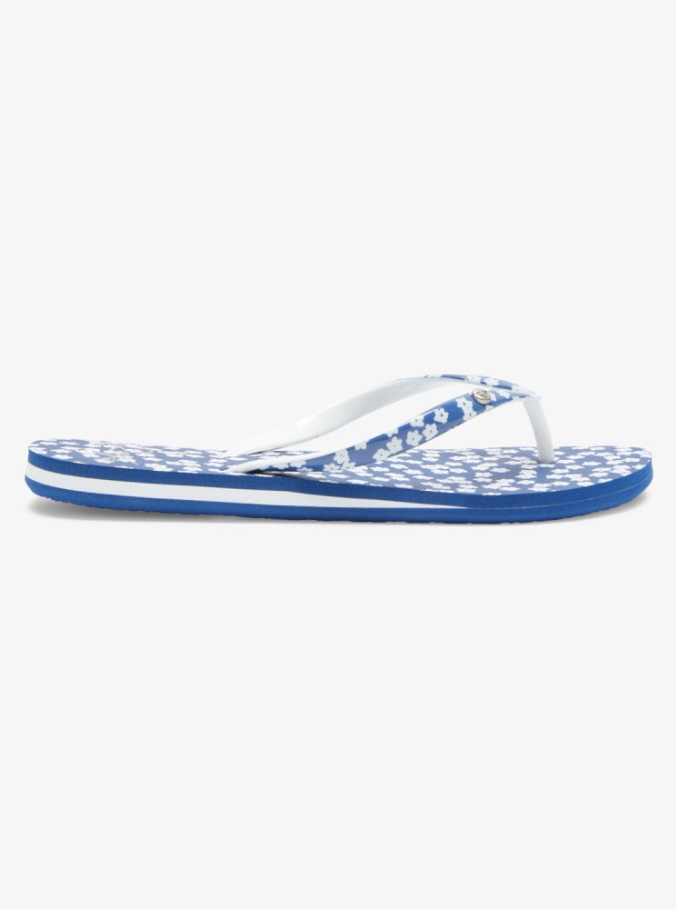 Blue / White Women's Roxy Portofino Flip Flops | USA STGN-14982