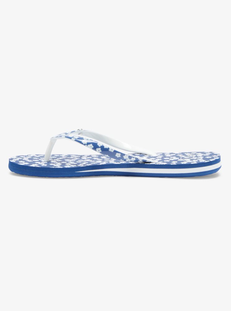 Blue / White Women's Roxy Portofino Flip Flops | USA STGN-14982