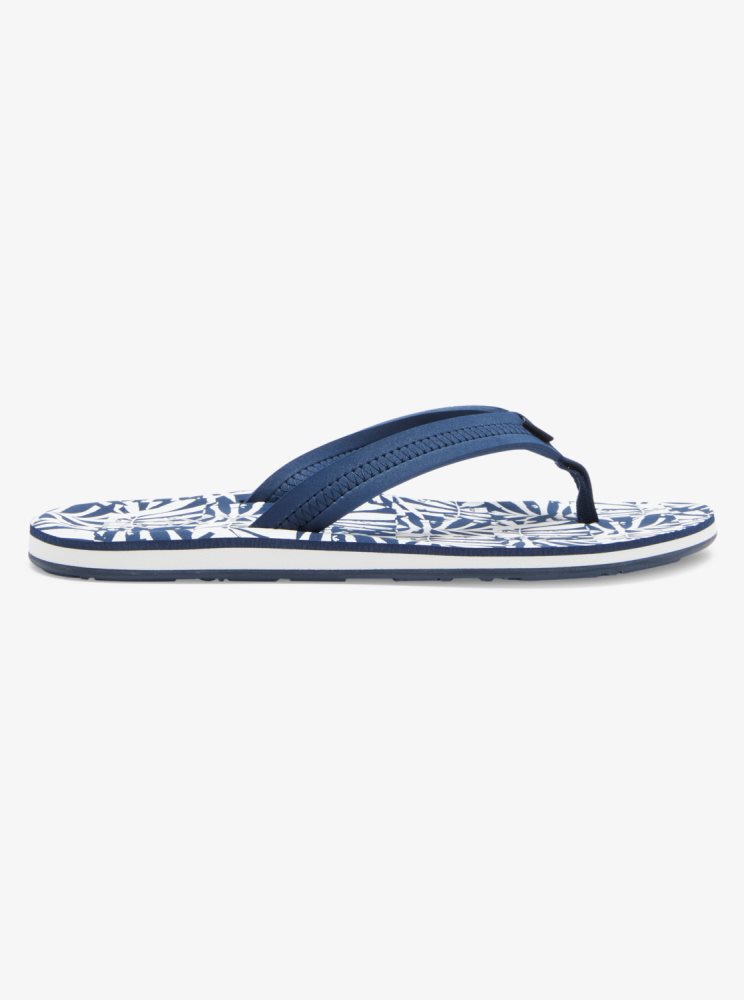 Blue / White Women's Roxy Vista Loreto Flip Flops | USA FUTN-89572