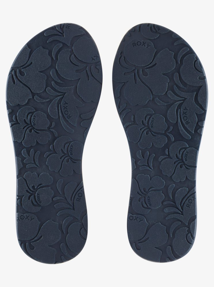 Blue / White Women's Roxy Vista Loreto Flip Flops | USA FUTN-89572