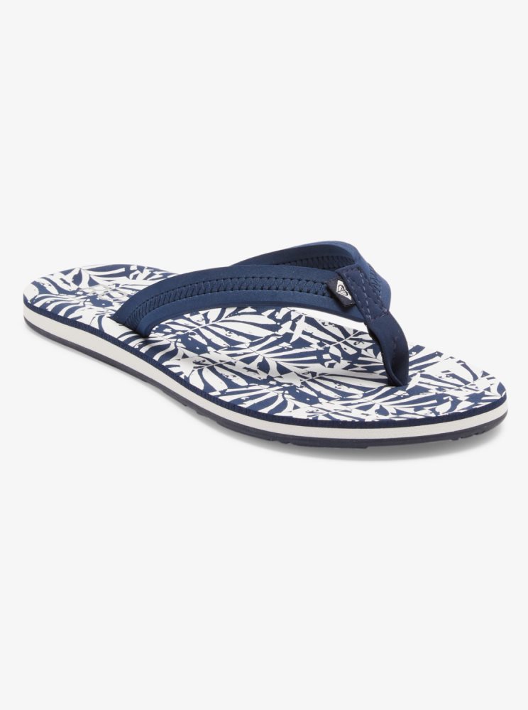 Blue / White Women\'s Roxy Vista Loreto Flip Flops | USA FUTN-89572