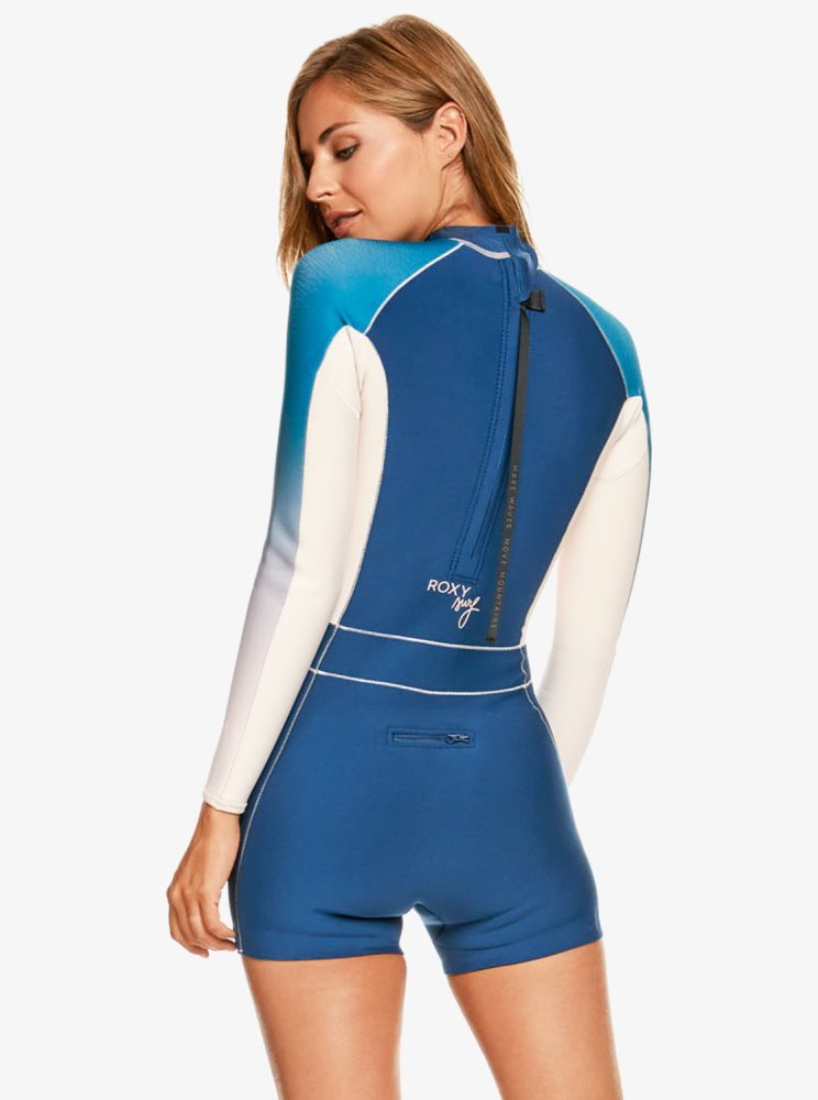 Blue Women's Roxy 1.5mm Rise Long Sleeve Back Zip Wetsuit | USA JNFQ-53607