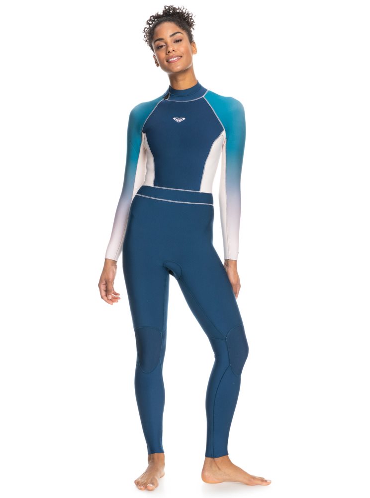 Blue Women's Roxy 3/2mm Rise Back Zip Wetsuit | USA PIVM-28063