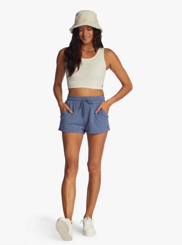 Blue Women's Roxy Check Out Sweat Shorts | USA GRWJ-67421