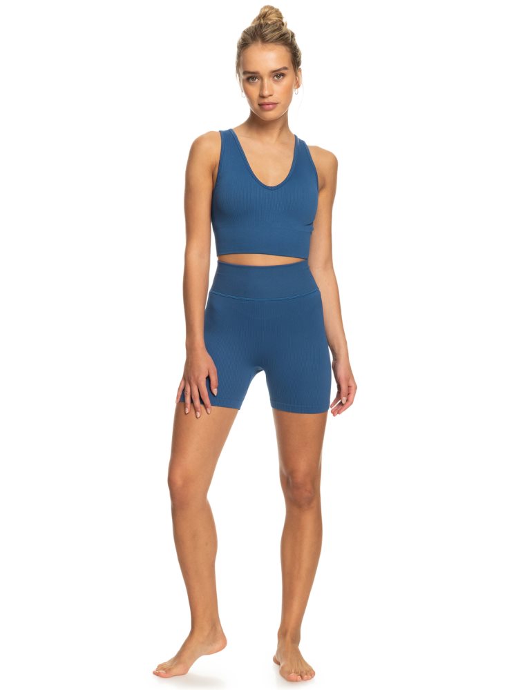 Blue Women's Roxy Chill Out Seamless Sports Bra | USA VJMZ-69071