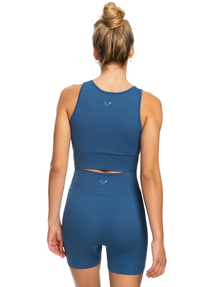 Blue Women's Roxy Chill Out Seamless Sports Bra | USA VJMZ-69071