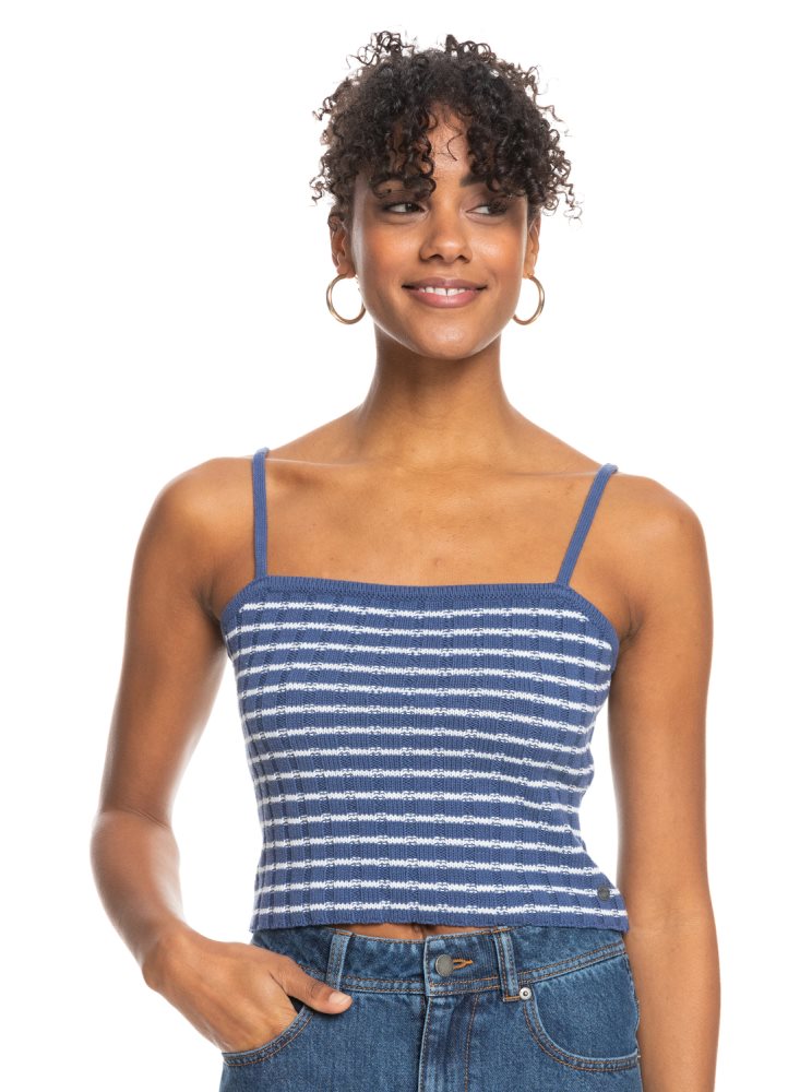 Blue Women\'s Roxy Dream Sign Stripe Knit Tube Tops | USA NHCD-34128