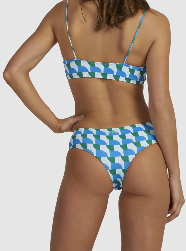 Blue Women's Roxy Geo Vibe Hipster Bikini Bottoms | USA MEPO-46732