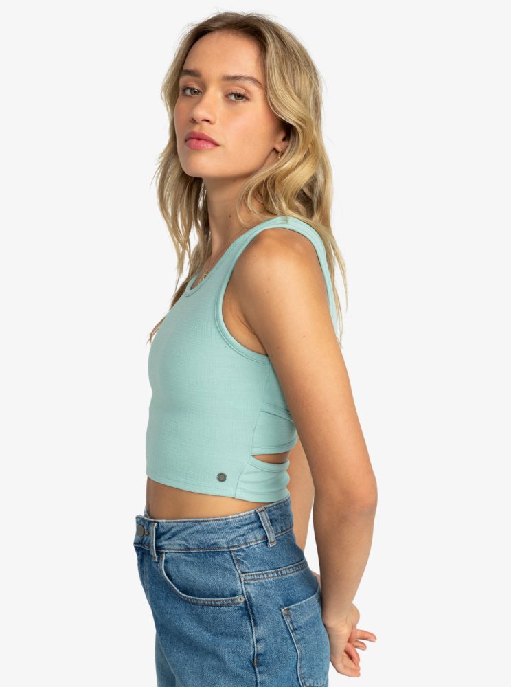 Blue Women's Roxy Good Keepsake Crop Tops | USA WKRF-16528