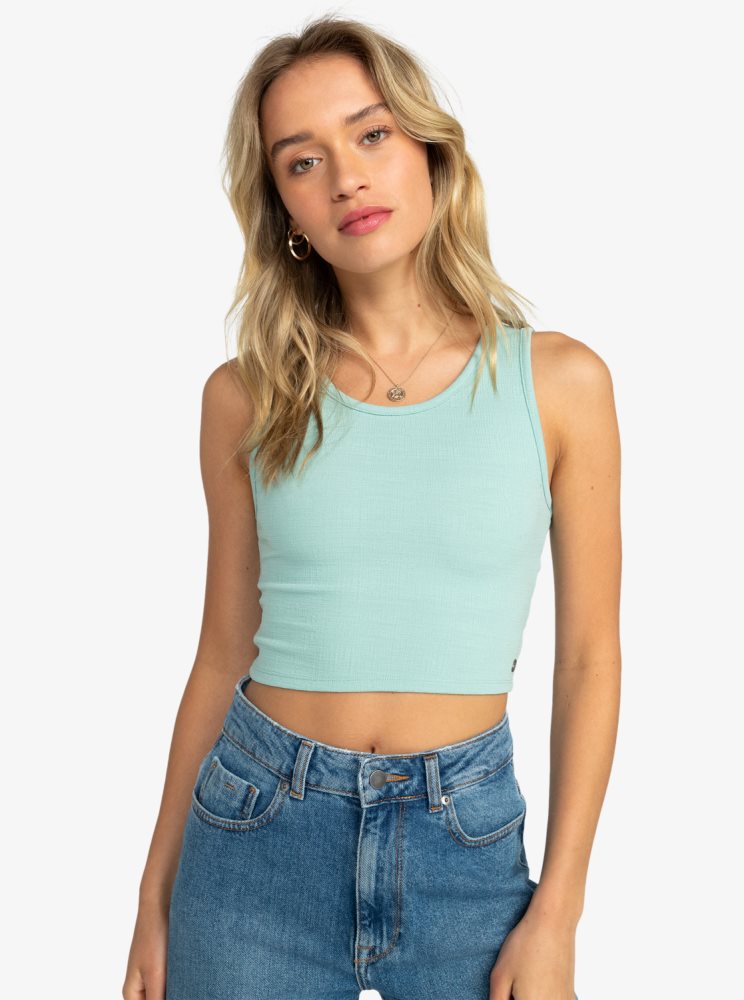 Blue Women\'s Roxy Good Keepsake Crop Tops | USA WKRF-16528