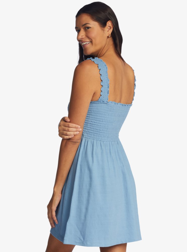 Blue Women's Roxy Hanging 10 Knit Off-The-Shoulder Dress | USA YVWZ-73960