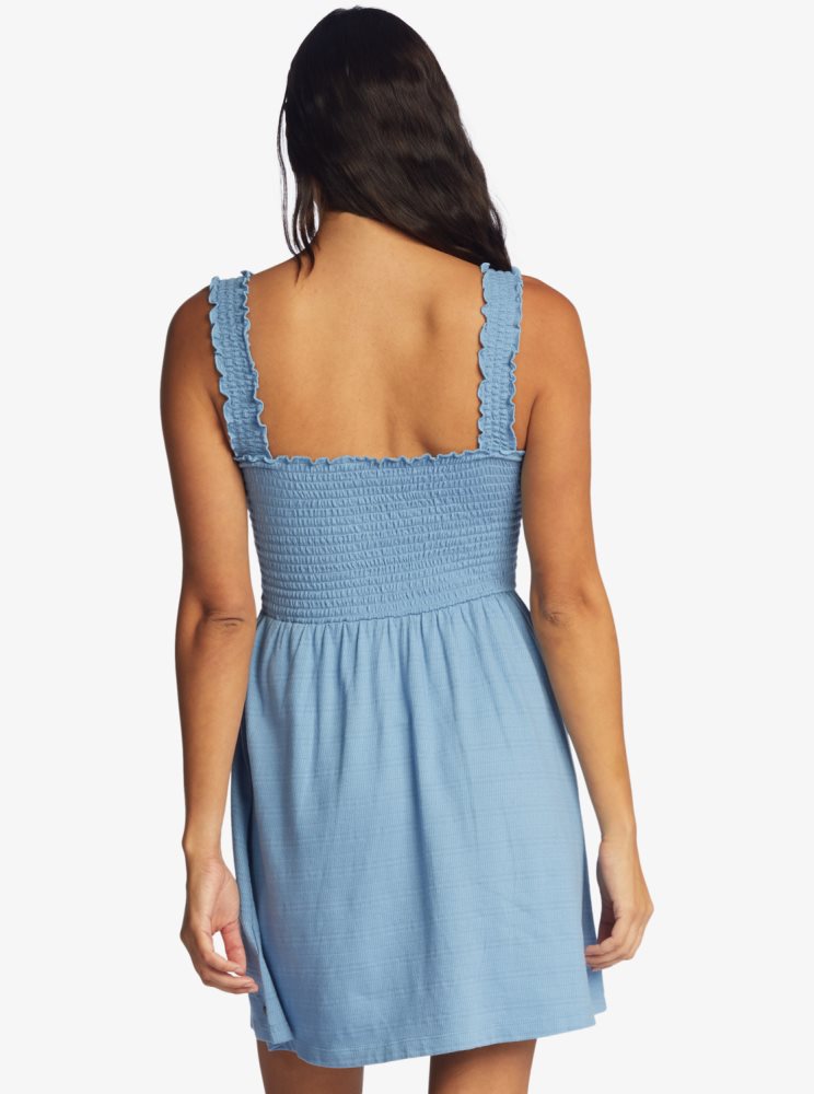 Blue Women's Roxy Hanging 10 Knit Off-The-Shoulder Dress | USA YVWZ-73960